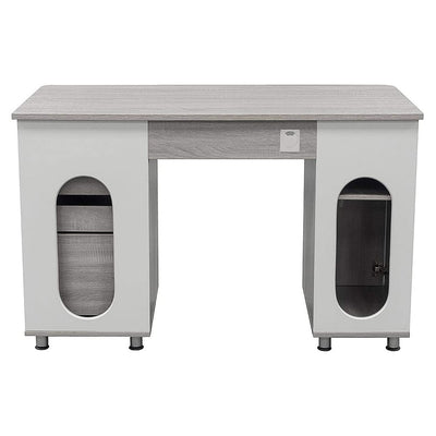 Techni Mobili Floating Modern Office Desk & Complete Computer Workstation, Gray