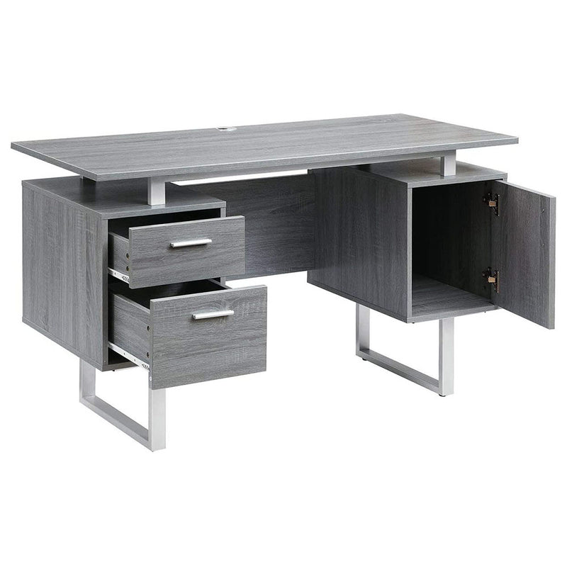 Techni Mobili 3 Drawer Modern Office Desk and Vertical Filing Cabinet, Gray