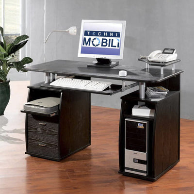 Techni Mobili Modern Office Desk and Complete Computer Workstation, Espresso - VMInnovations