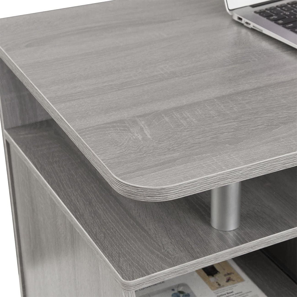 Techni Mobili Floating Modern Office Desk & Complete Computer Workstation, Gray (Used)