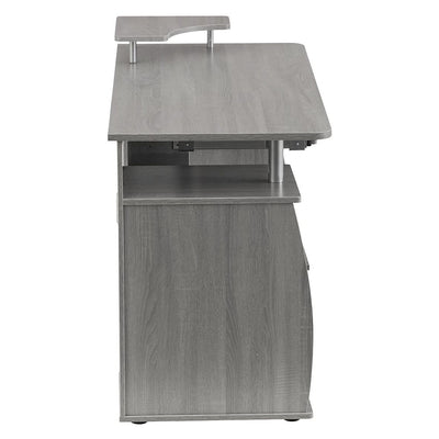 Techni Mobili Floating Modern Office Desk & Complete Computer Workstation, Gray (Open Box)