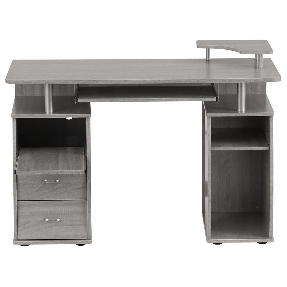 Techni Mobili Floating Modern Office Desk & Complete Computer Workstation, Gray