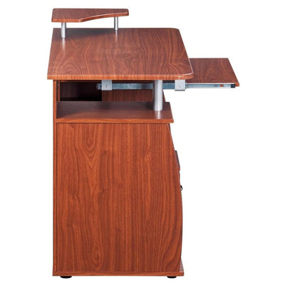 Techni Mobili Modern Office Desk and Complete Computer Workstation, Mahogany