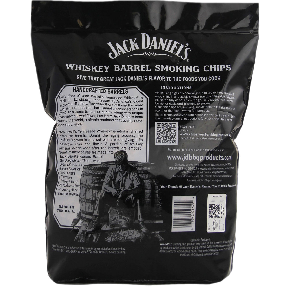 Jack Daniel's Whiskey Barrel Smoking Oak Wood Chips, 180 Cubic Inches (6 Pack)