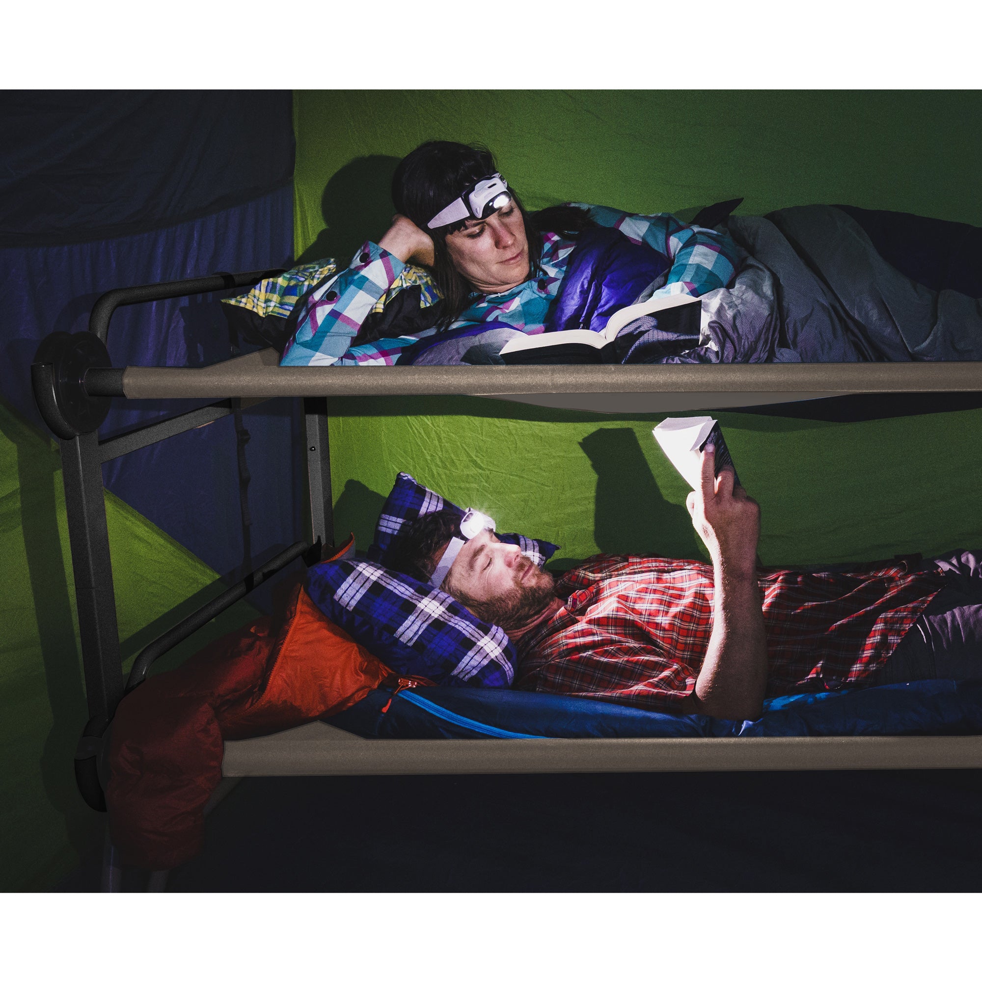 Disc-O-Bed Large Cam-O-Bunk Double Cot and 3 Shelf 6 Compartment Hanging Cabinet