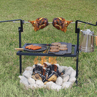 Texsport Stainless Steel Outdoor Campfire Rotisserie Grill Rack & Barbecue Spit