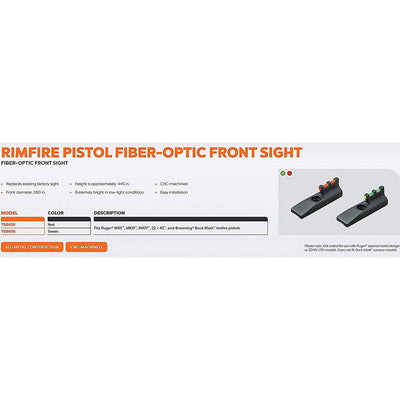TruGlo Fiber Optic Ruger Pistol Front Sight, Mark II and III, Green (Open Box) - VMInnovations