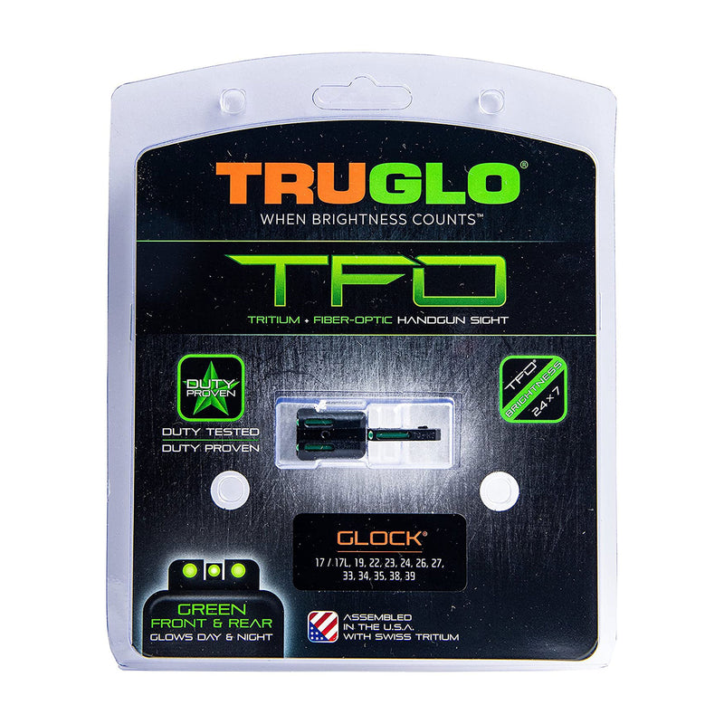 TruGlo TFO Tritium Fiber Optic Sight, Glock 17/17L & More, Green (Open Box)