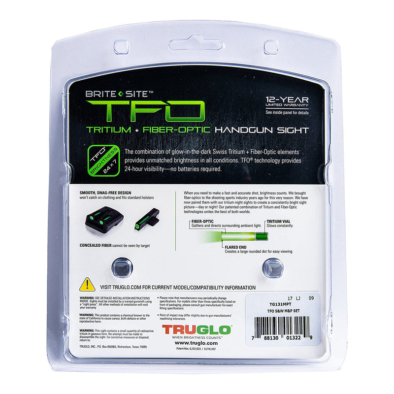 TruGlo TFO Handgun Sight Accessories, Fits S&W M&P, SD9, and SD40 Models, Green