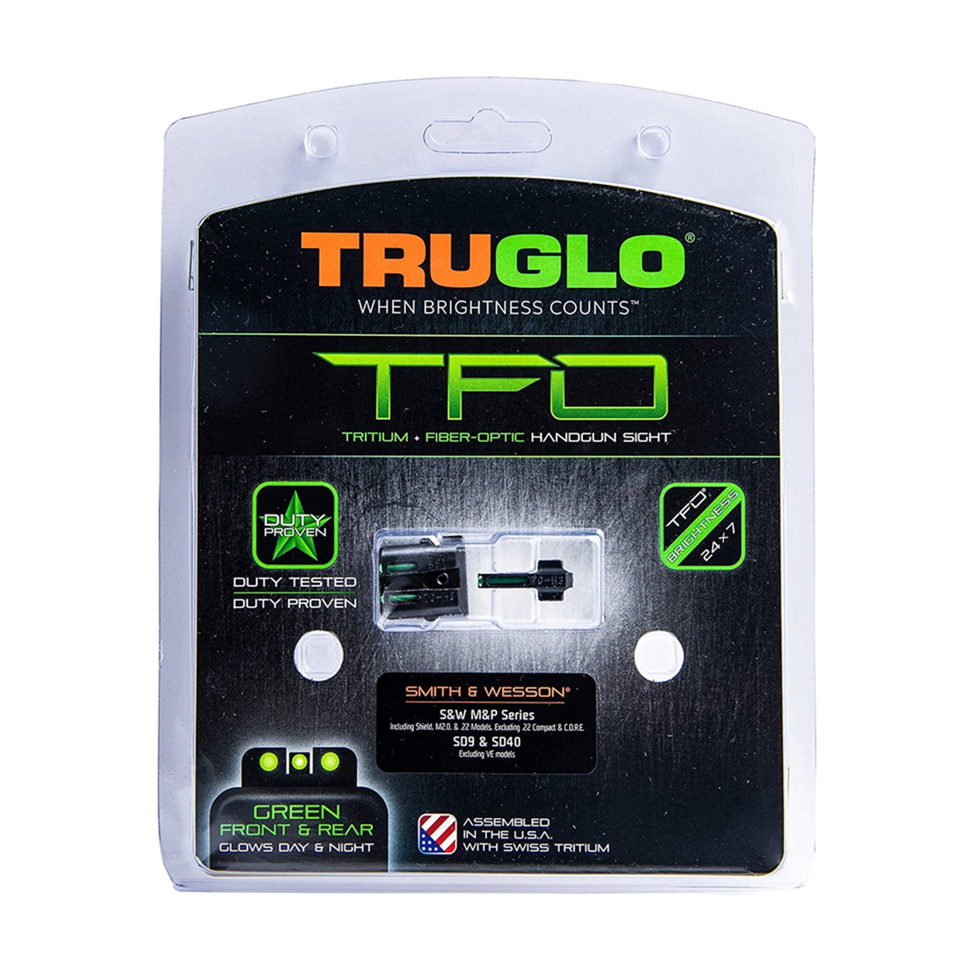 TruGlo TFO Handgun Pistol Sight, Fits S&W M&P, SD9, and SD40, Green (Open Box)