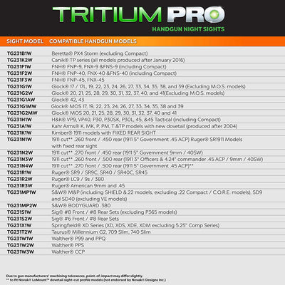 TruGlo Tritium Pro Handgun Glow in the Dark Sight for Beretta PX4 Storm, Black