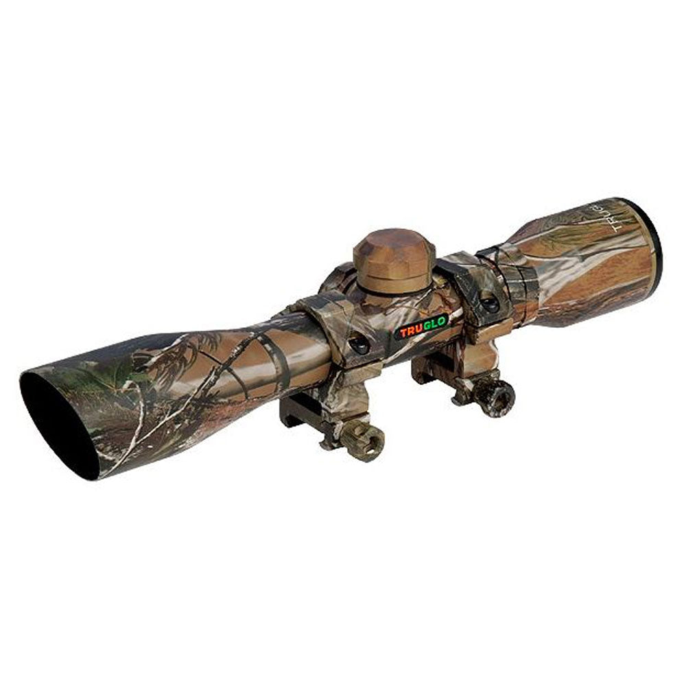 TruGlo 4 x 32 In Compact Illuminated Aluminum Shotgun Scope w/ Rings, Camouflage - VMInnovations