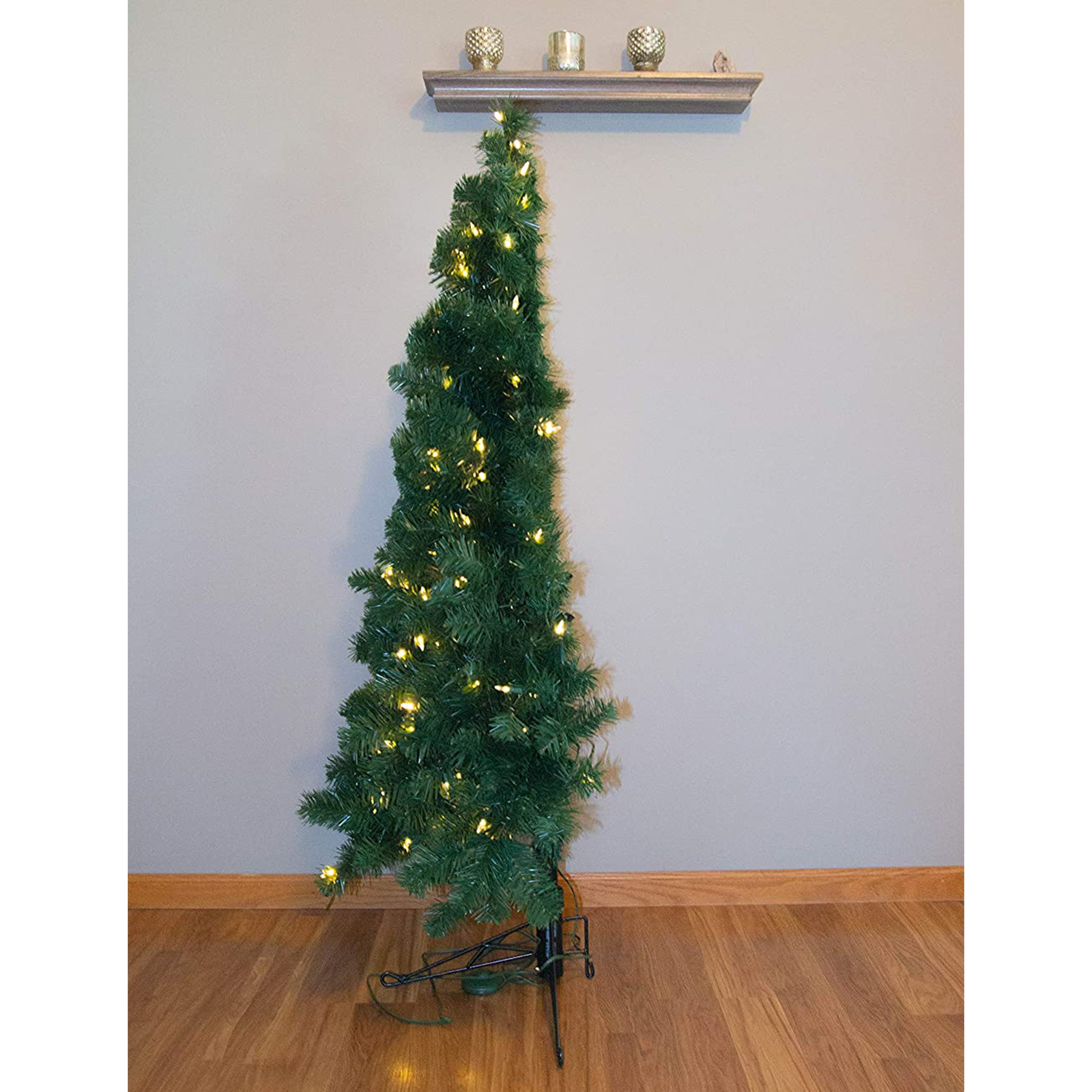 Home Heritage Half Pine 5' Pre-Lit Artificial Christmas Tree, 100 Warm White LED - VMInnovations