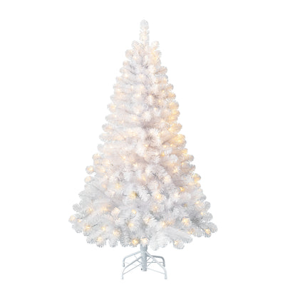 Home Heritage Oxford 5' Artificial Prelit Christmas Tree 200 Clear LEDs, White