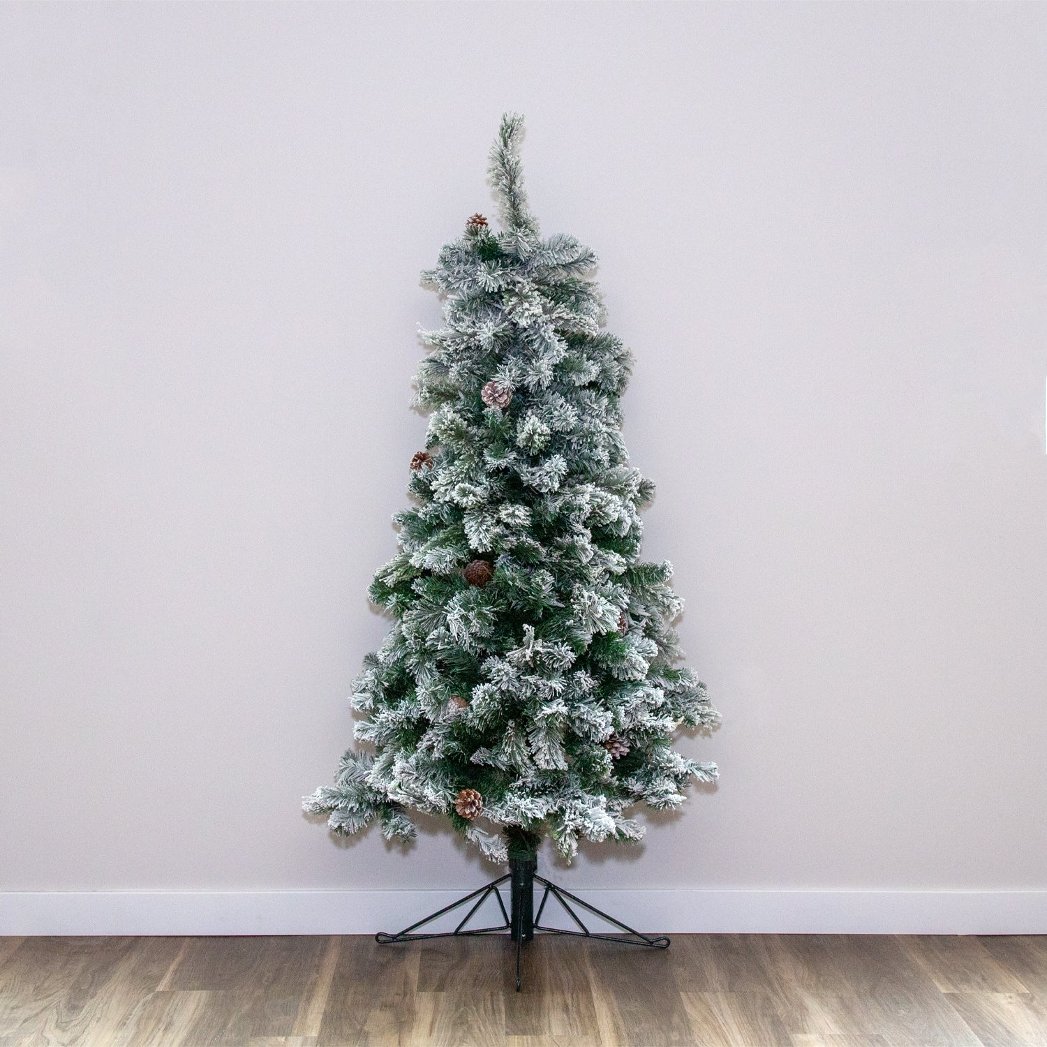 Home Heritage Flocked 5' Artificial Half Christmas Tree Prelit w/ 100 LED Lights - VMInnovations