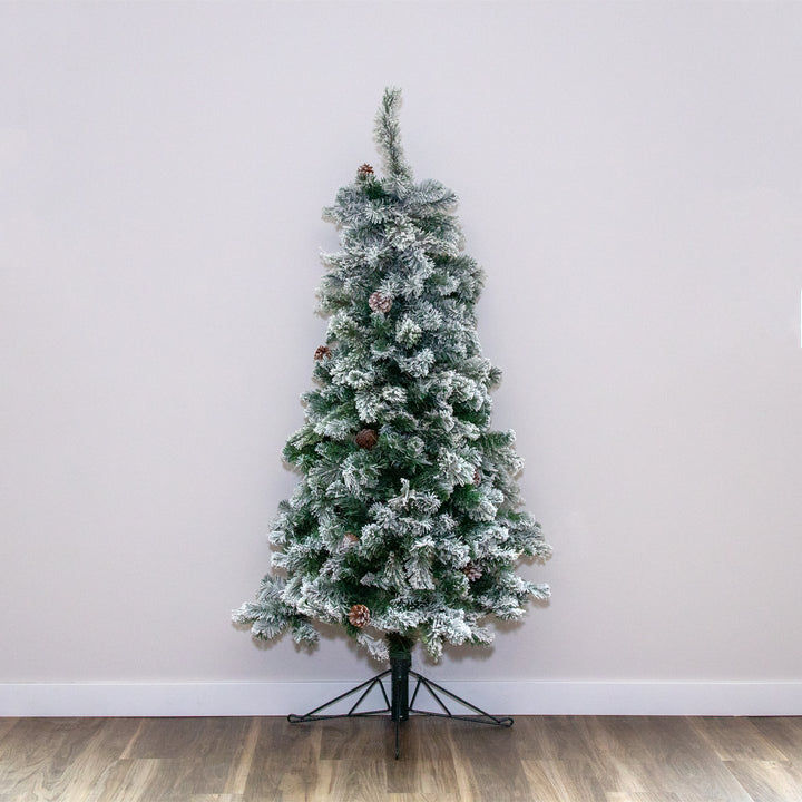 Home Heritage Flocked 5' Artificial Half Christmas Tree Prelit w/ 100 LED Lights - VMInnovations