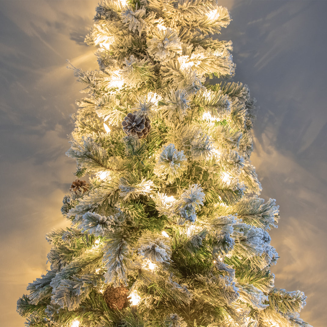 Home Heritage Flocked 5' Artificial Half Christmas Tree Prelit w/ 100 LED Lights - VMInnovations