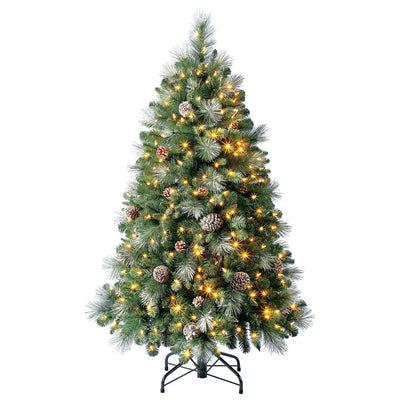 Home Heritage Lincoln 5' 300 Bulb Christmas Tree w/ Pine Cones & Glitter (Used)