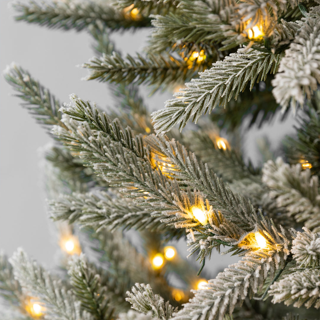 Home Heritage 6-Foot Pre Lit Snowy Abies Pine Christmas Tree (Open Box) - VMInnovations