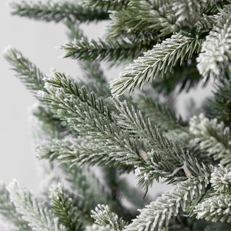 Home Heritage Snowy Abies Pine 6 Foot Prelit Artificial Flocked Christmas Tree
