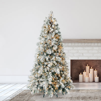 Home Heritage Snowdrift 6.5' PreLit Artificial Tree, Berries/Pinecones(Used) - VMInnovations