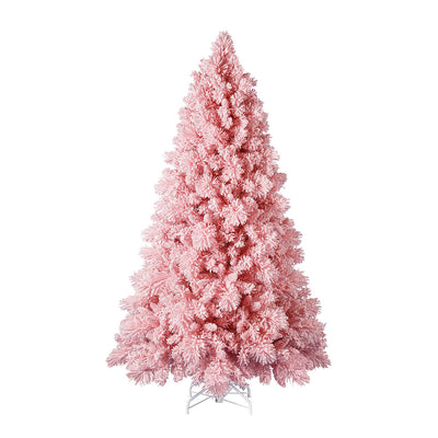 Home Heritage 6.5' Pink Flocked Christmas Tree with White LED Lights (Open Box) - VMInnovations