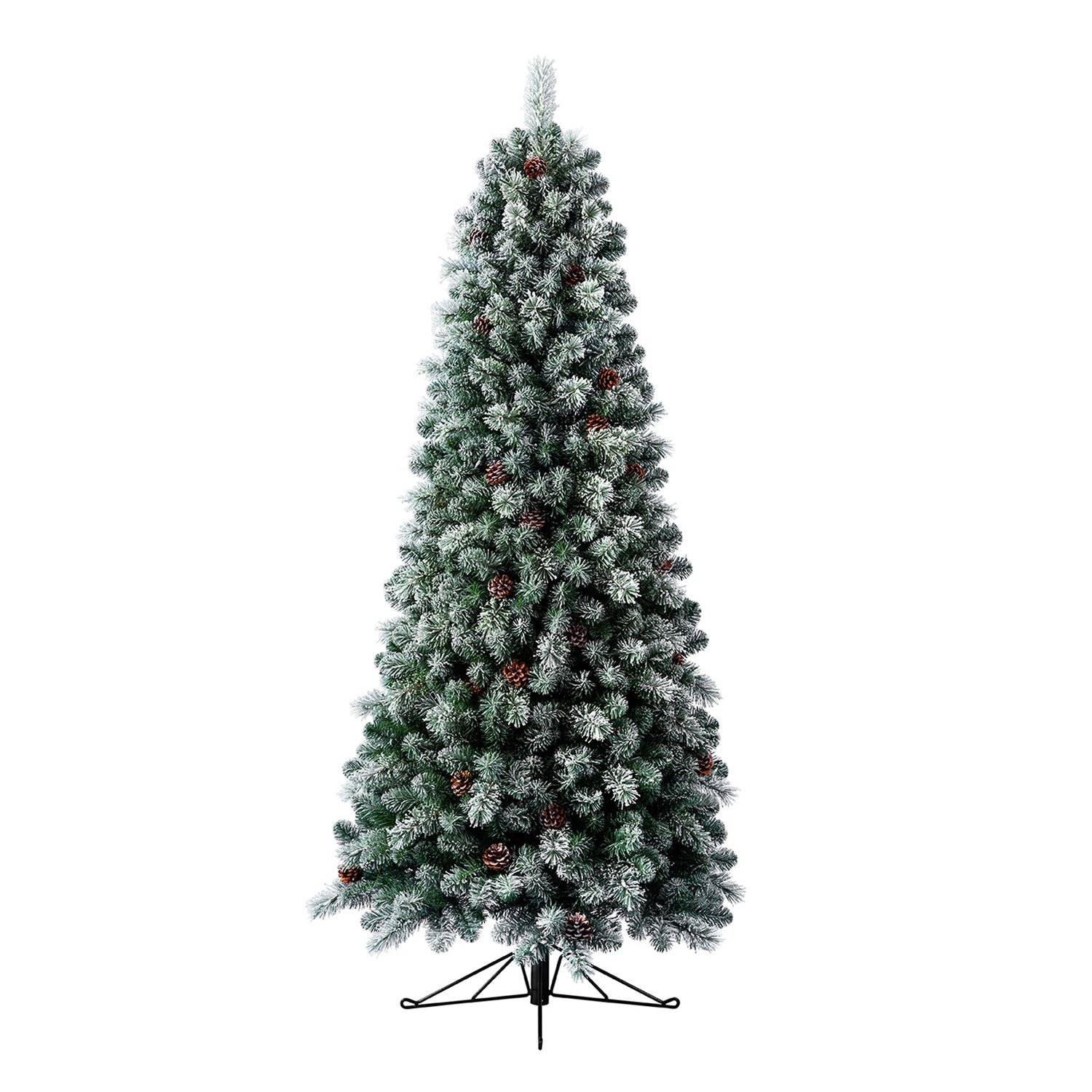Evergreen 7ft LED Pre Lit Flocked Half Pine Artificial Christmas Tree (Open Box)