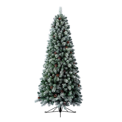 Evergreen 7ft LED Pre Lit Flocked Half Pine Artificial Christmas Tree (Open Box)