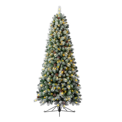 Evergreen 7ft LED Pre Lit Flocked Half Pine Artificial Christmas Tree (Open Box)