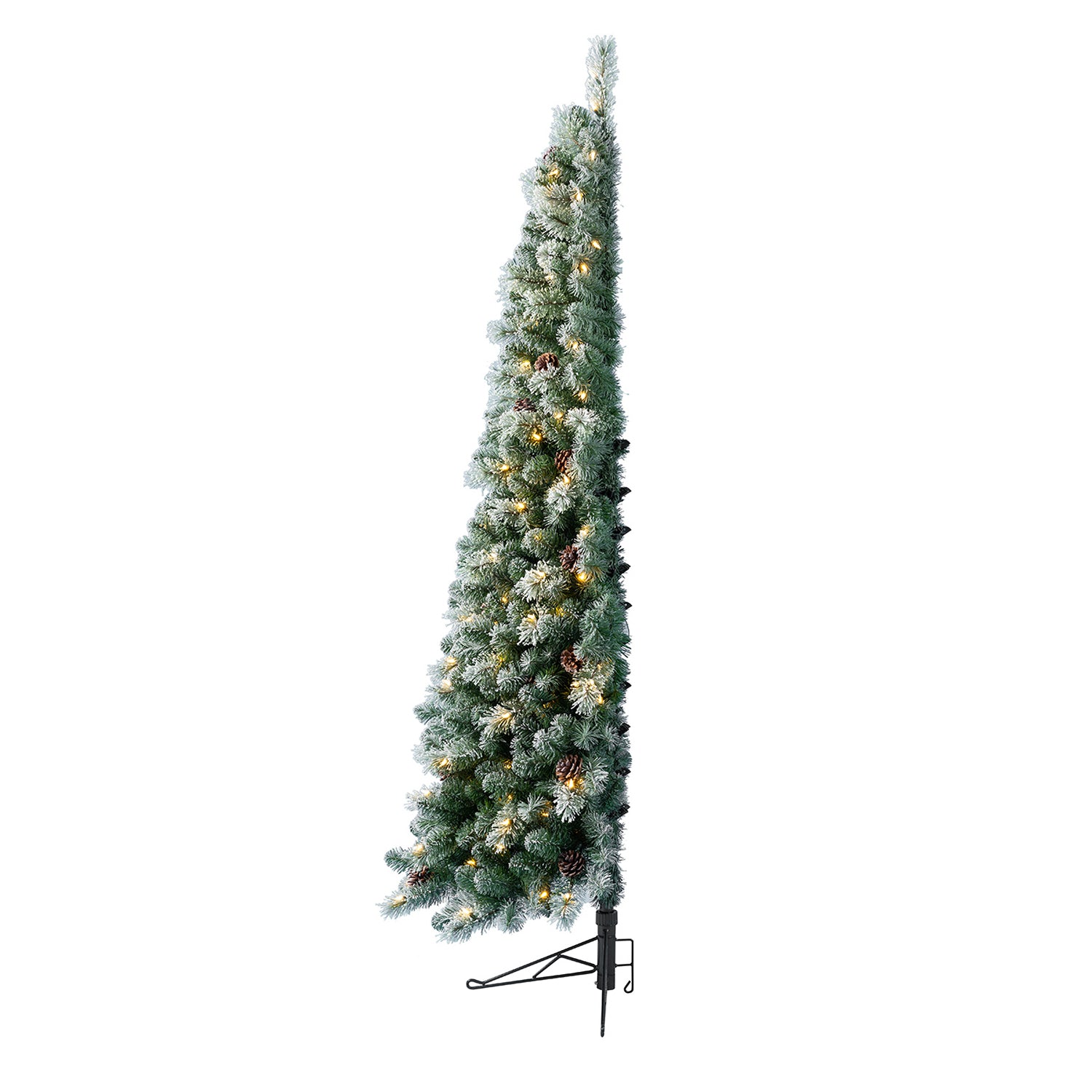 Home Heritage Flocked 5' Artificial Half Christmas Tree Prelit w/ 100 LED Lights - VMInnovations