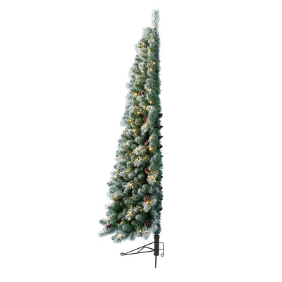 Evergreen 7ft LED Pre Lit Flocked Half Pine Artificial Christmas Tree (Open Box)
