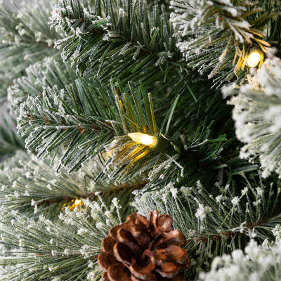 Evergreen 7ft LED Pre Lit Flocked Half Pine Artificial Christmas Tree (Open Box)