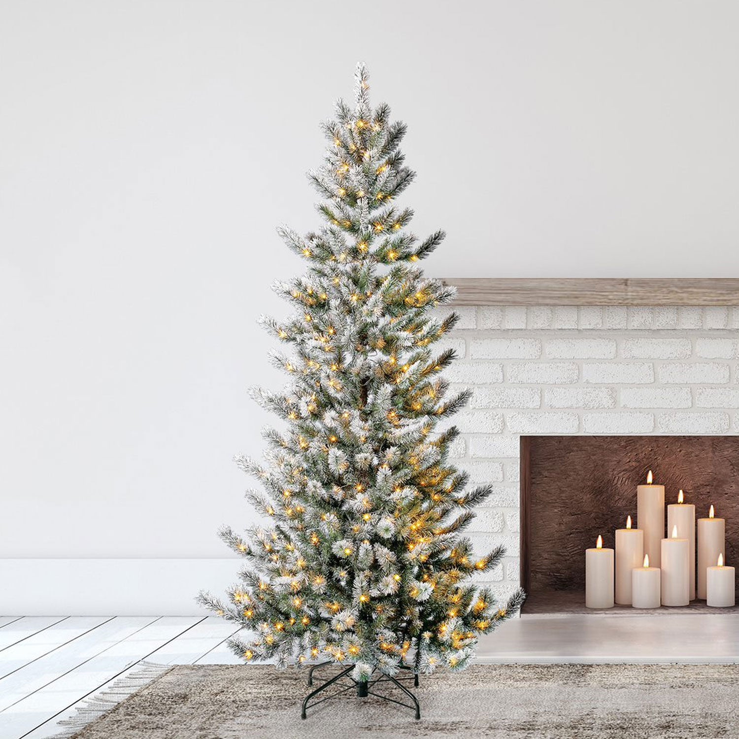 Home Heritage 7' Flocked Natural Pine Prelit Christmas Tree Fairy Lights (Used) - VMInnovations
