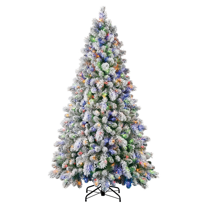 Home Heritage Cascade 7' Pine White Artificial Prelit Christmas Tree (Used)