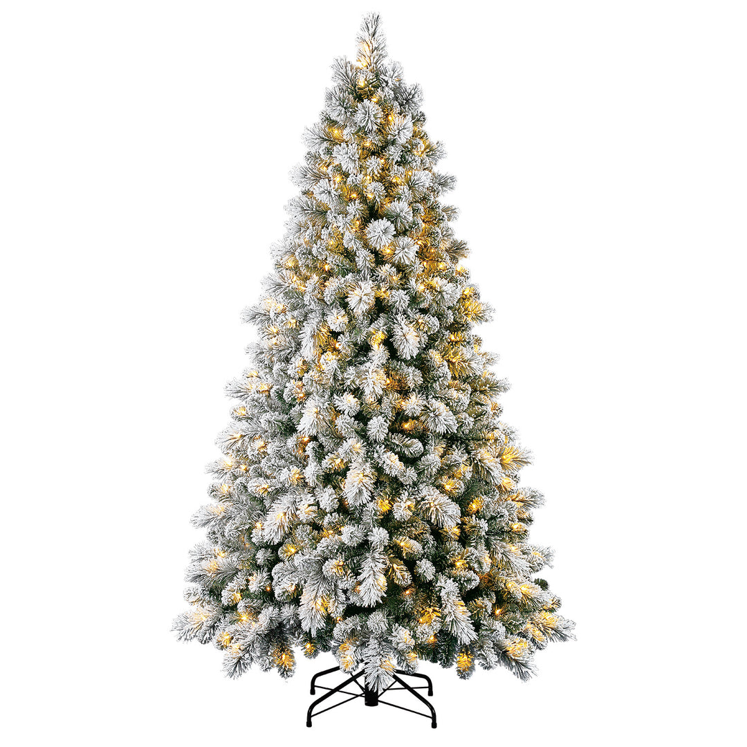 Home Heritage Cascade 7' Pine White Artificial Prelit Christmas Tree (Used)