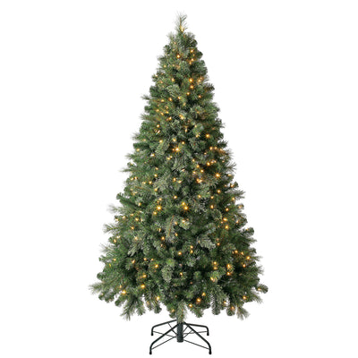 Home Heritage 7' Cascade Cashmere Quick Set Christmas Tree & Lights (Used)