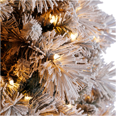 Home Heritage Snowdrift Spruce 7.5' Pre-Lit Christmas Tree with Rotating Stand