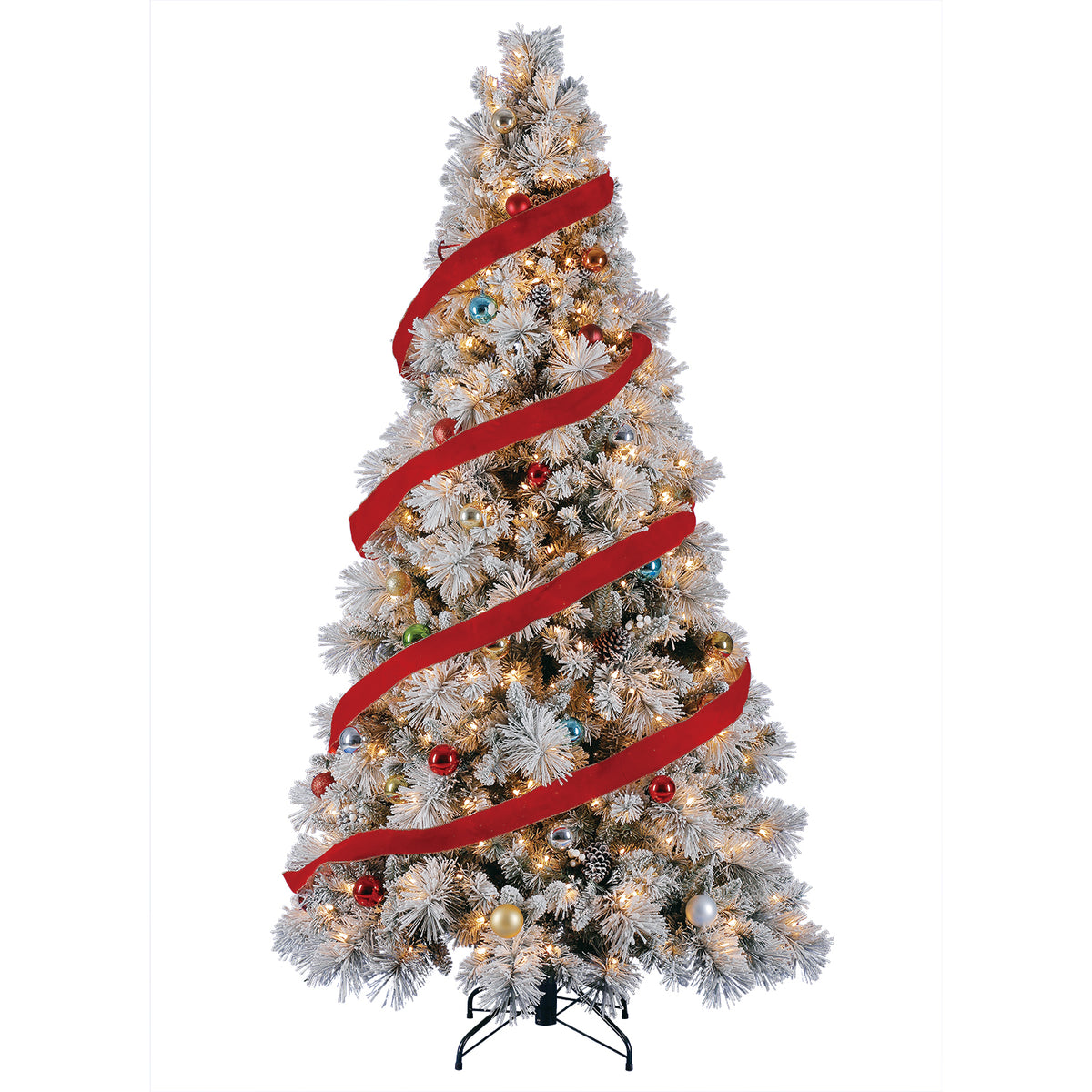 Home Heritage Snowdrift Spruce 7.5 Ft. Prelit Christmas Tree with Rotating Stand