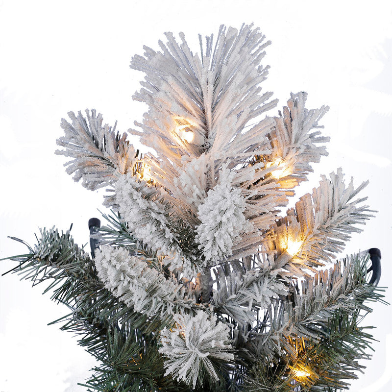 Home Heritage Snowdrift Spruce 7.5 Foot Snow Frosted Artificial Pre-Lit Christmas Tree with White Clear Lights