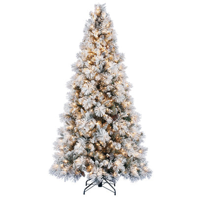 Home Heritage Snowdrift Spruce 7.5' Pre-Lit Christmas Tree with Rotating Stand