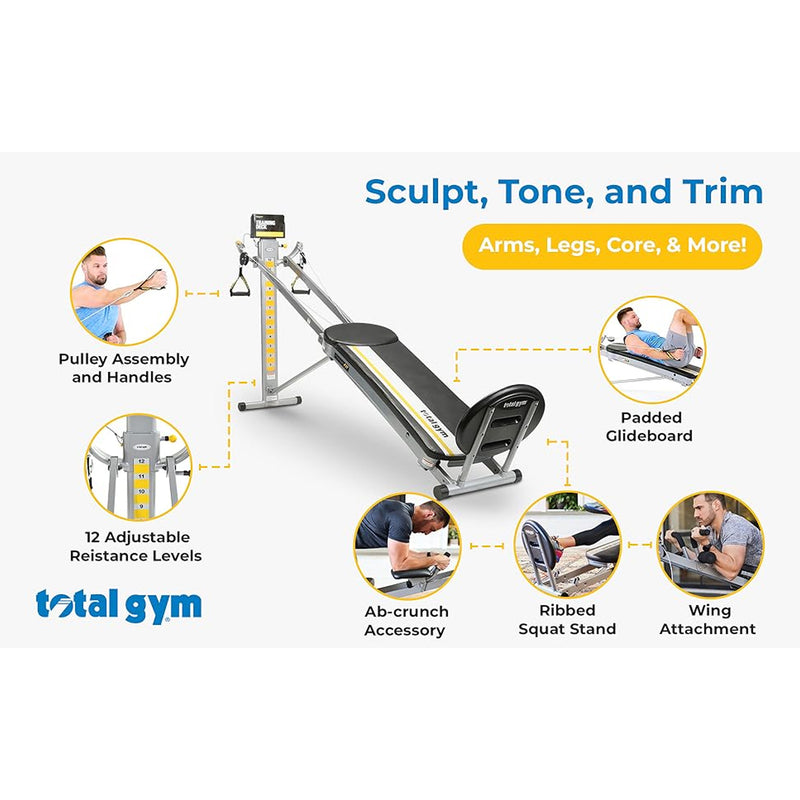 Total Gym FIT Home Fitness Folding Full Body Workout Exercise Equipment Machine