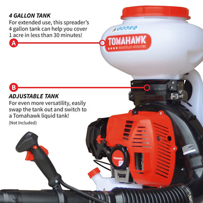 TOMAHAWK Motorized 4 Gal Broadcast Fertilizer Spreader, Spreader Only (4 Pack) - VMInnovations