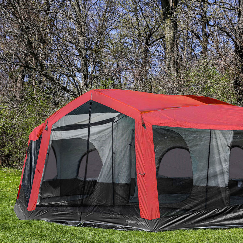 Tahoe Gear Carson 3 Season 14 Person Large Solar Shield Family Cabin Tent, Red