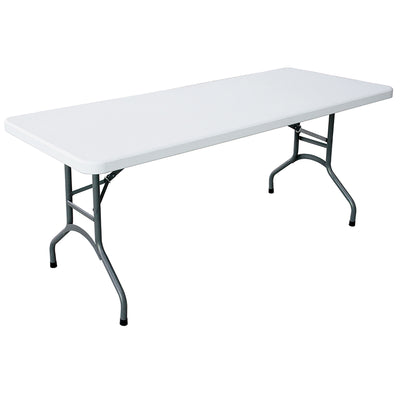 Plastic Development 706 Heavy Duty 6 Foot Straight Banquet Folding Table, White - VMInnovations