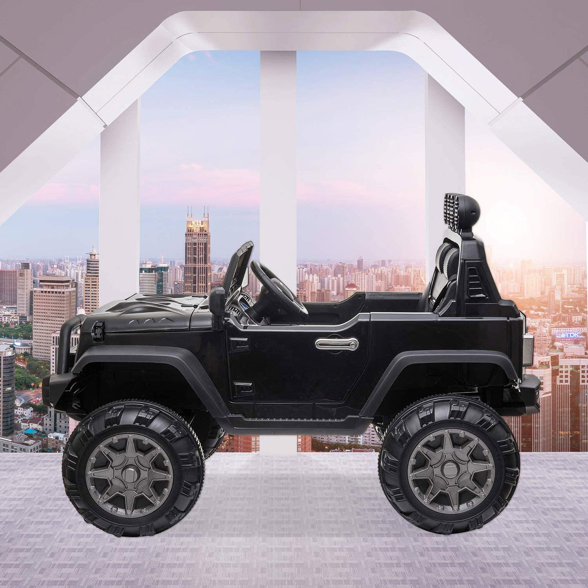 12V Kids Battery Powered 2 Speed Jeep Wrangler Ride On Toy, Black (Used)
