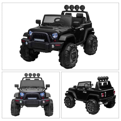 12V Kids Battery Powered 2 Speed Jeep Wrangler Ride On Toy, Black (Used)