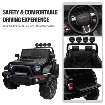12V Kids Battery Powered 2 Speed Jeep Wrangler Ride On Toy, Black (Used)