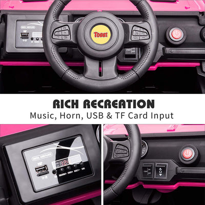 TOBBI 12V Electric Remote Control Kids Toy Ride On Truck, Rose Red (Open Box) - VMInnovations
