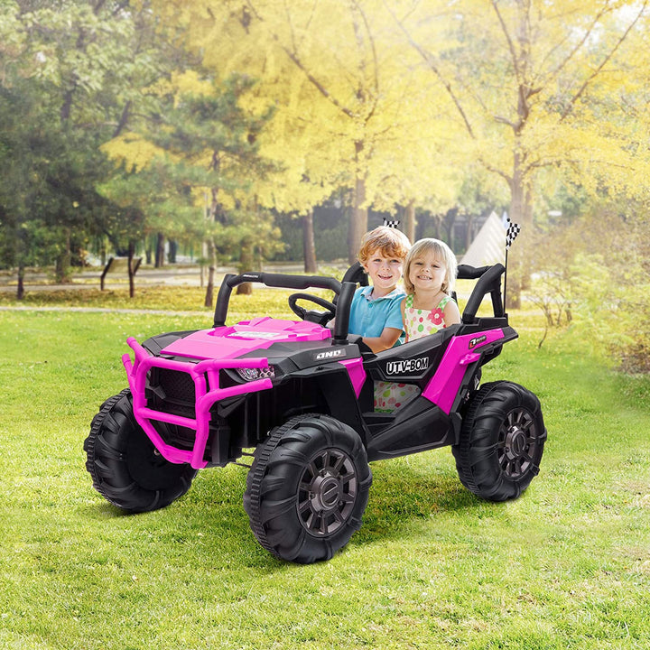 TOBBI 12V Kids Electric Battery Powered Ride On 3 Speed Toy SUV Car, Pink - VMInnovations