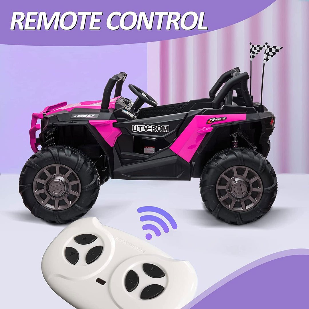 TOBBI 12V Kids Electric Battery Powered Ride On 3 Speed Toy SUV Car, Pink - VMInnovations